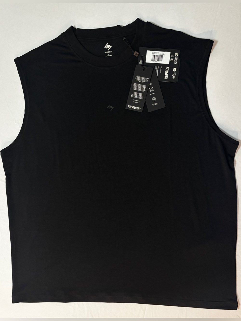 Represent 247 DNA Oversized Tank Jet Black Large NWT Performance Gym